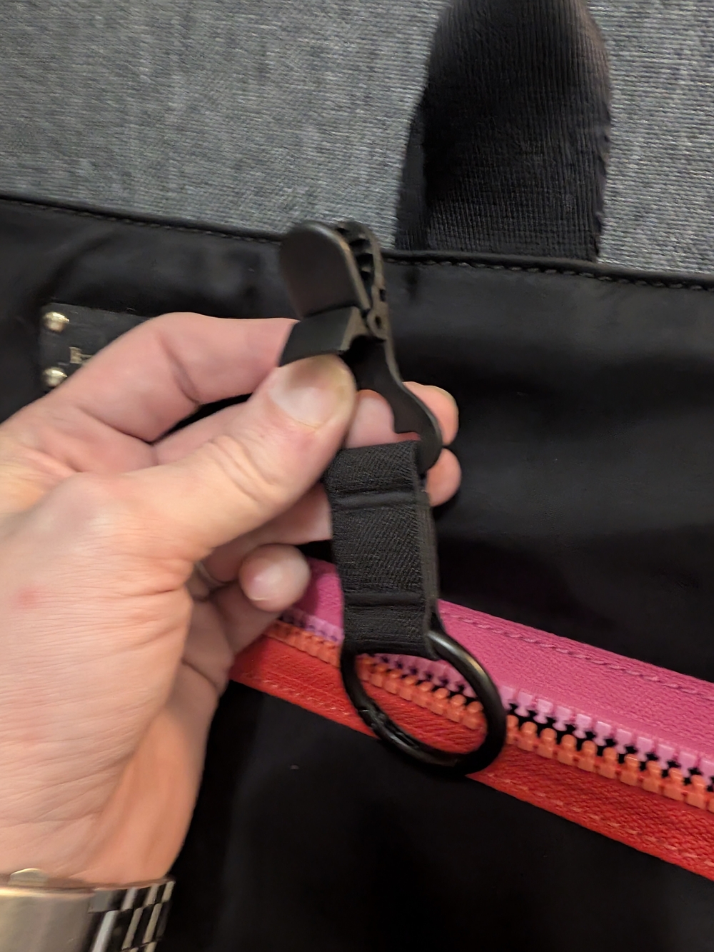 kate spade Black Tote with Pink and Red Zip Accent - Picture 12 of 12